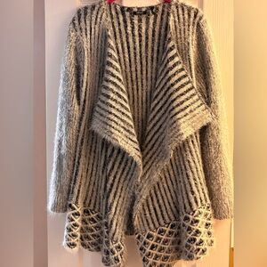 Cozy Striped Open-Front Sweater